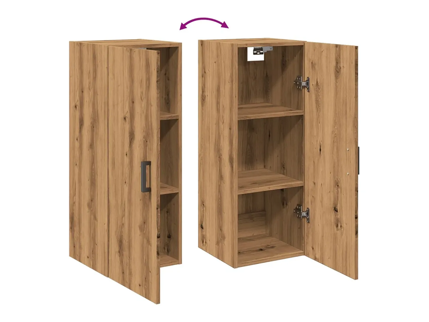 Armario de pared de roble hecho a mano 34,5x34x90 cm madera de ingeniería