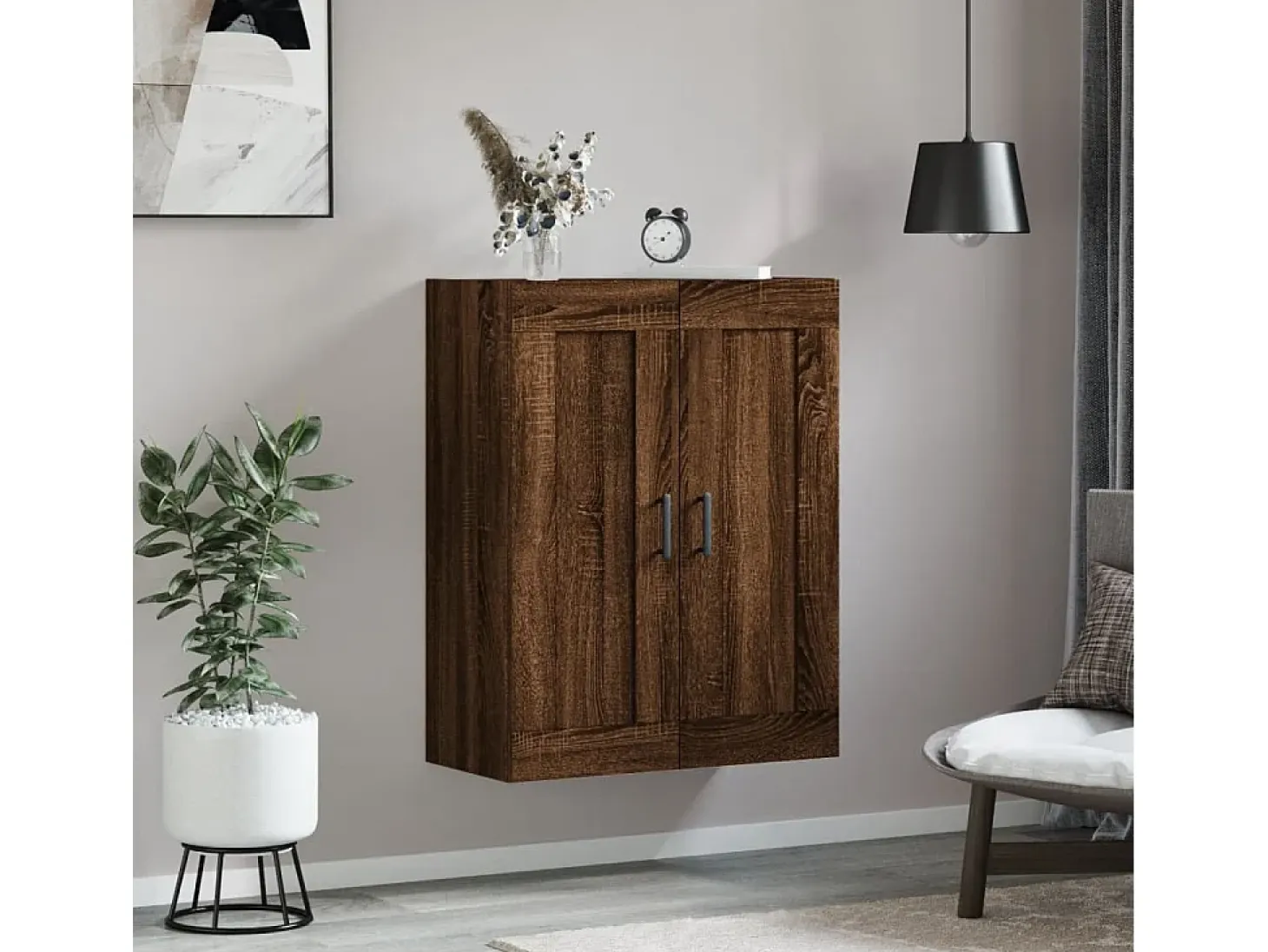 Armario de pared de roble marrón 69,5x34x90 cm madera de ingeniería