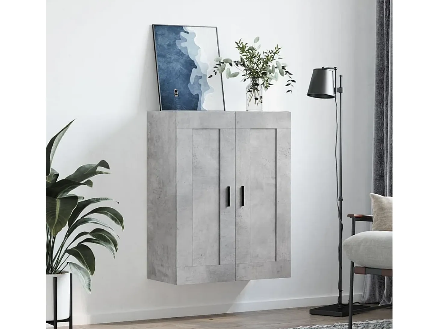 Armario de pared gris hormigón 69,5x34x90 cm madera de ingeniería