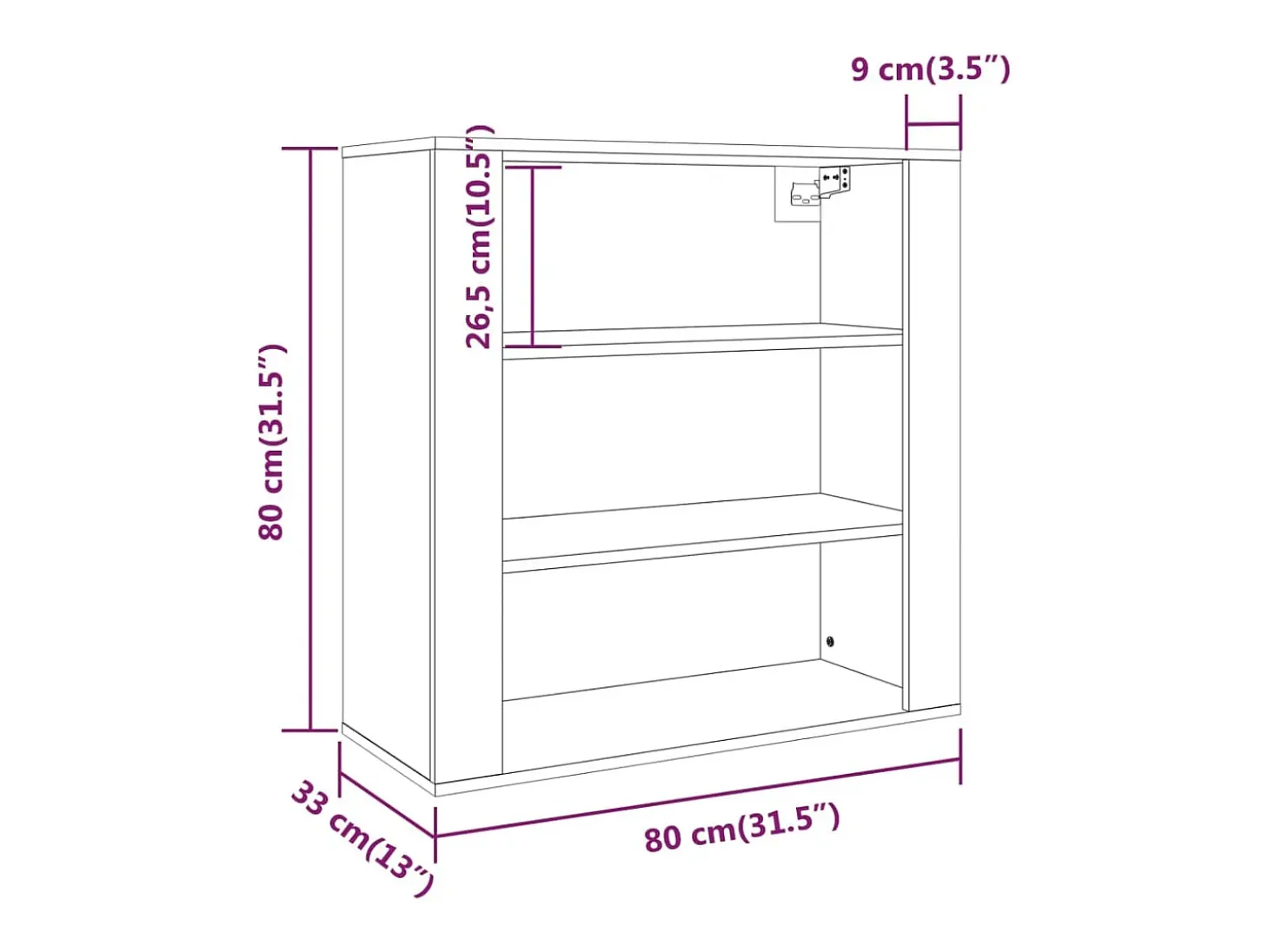 Armario de pared madera contrachapada blanco 80x33x80 cm