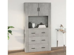 Armario de pared madera contrachapada gris hormigón 80x33x80 cm
