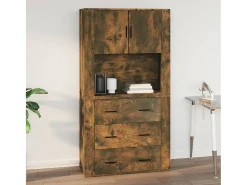Armario de pared madera contrachapada roble ahumado 80x33x80 cm