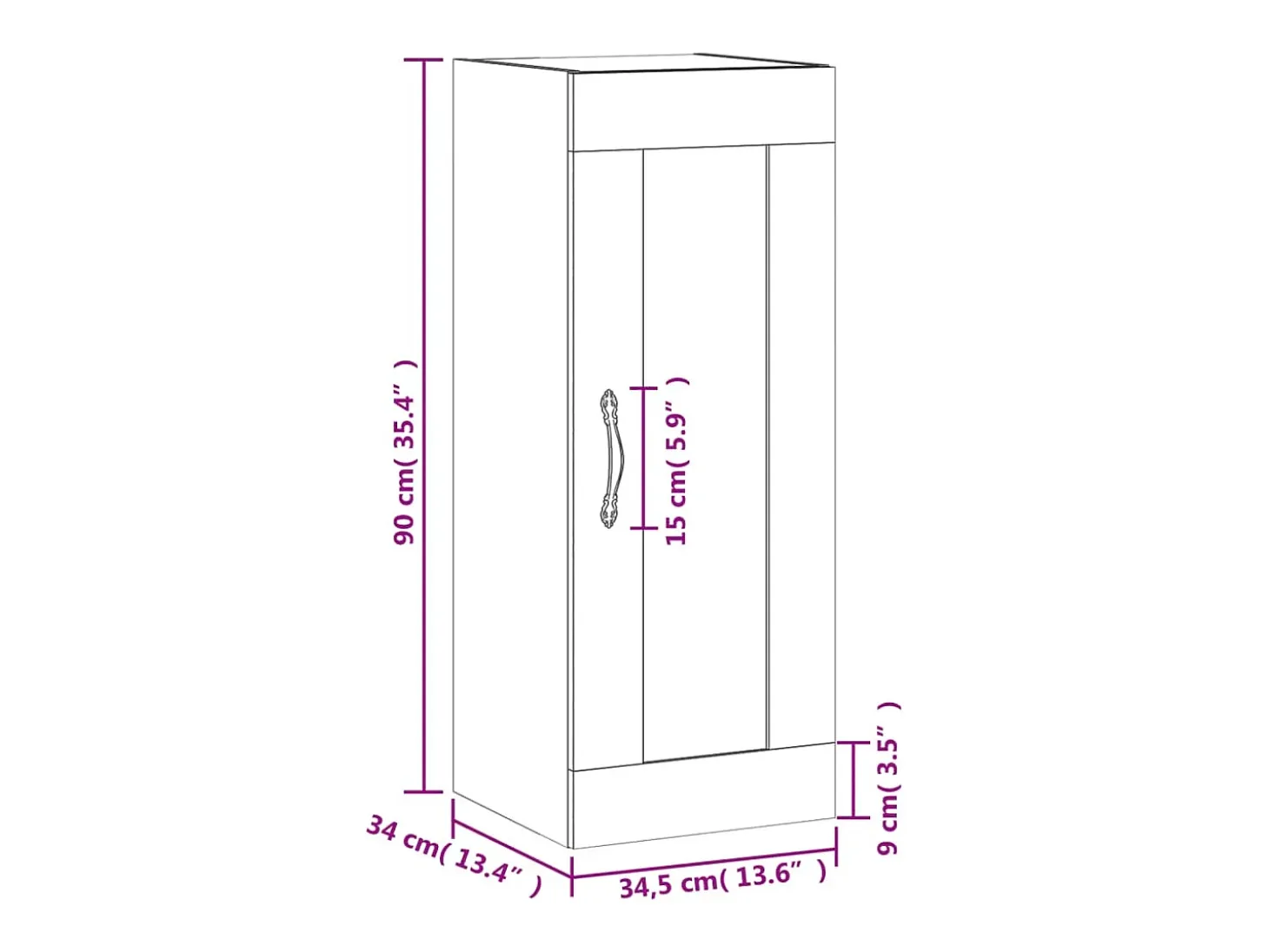 Armario de pared madera de ingeniería gris Sonoma 34,5x34x90 cm