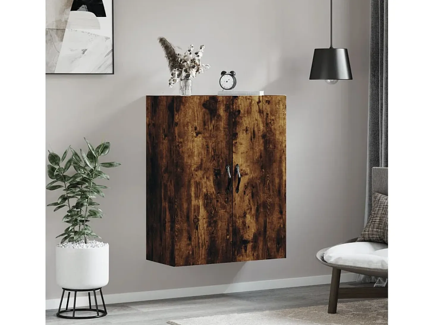 Armario de pared madera ingeniería roble ahumado 69,5x34x90 cm