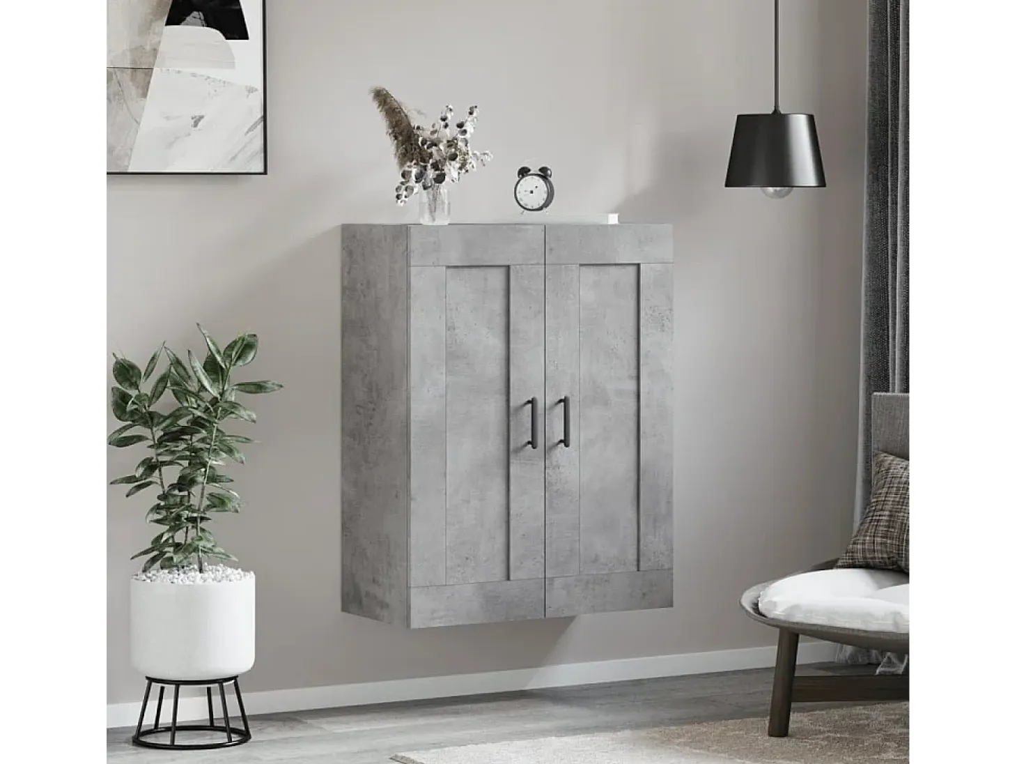 Armario de pared madera ingeniería gris hormigón 69,5x34x90 cm