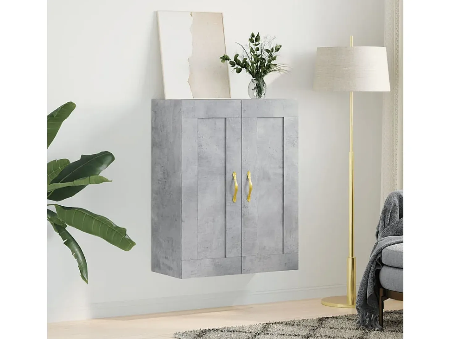 Armario de pared madera ingeniería gris hormigón 69,5x34x90 cm