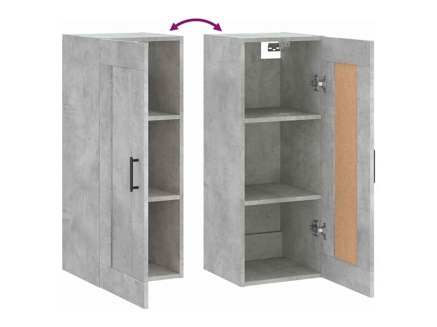 Armario de pared madera ingeniería gris hormigón 34,5x34x90 cm