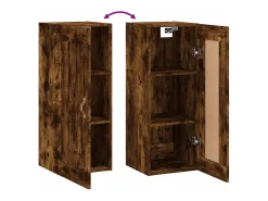 Armario de pared madera ingeniería roble ahumado 34,5x34x90 cm