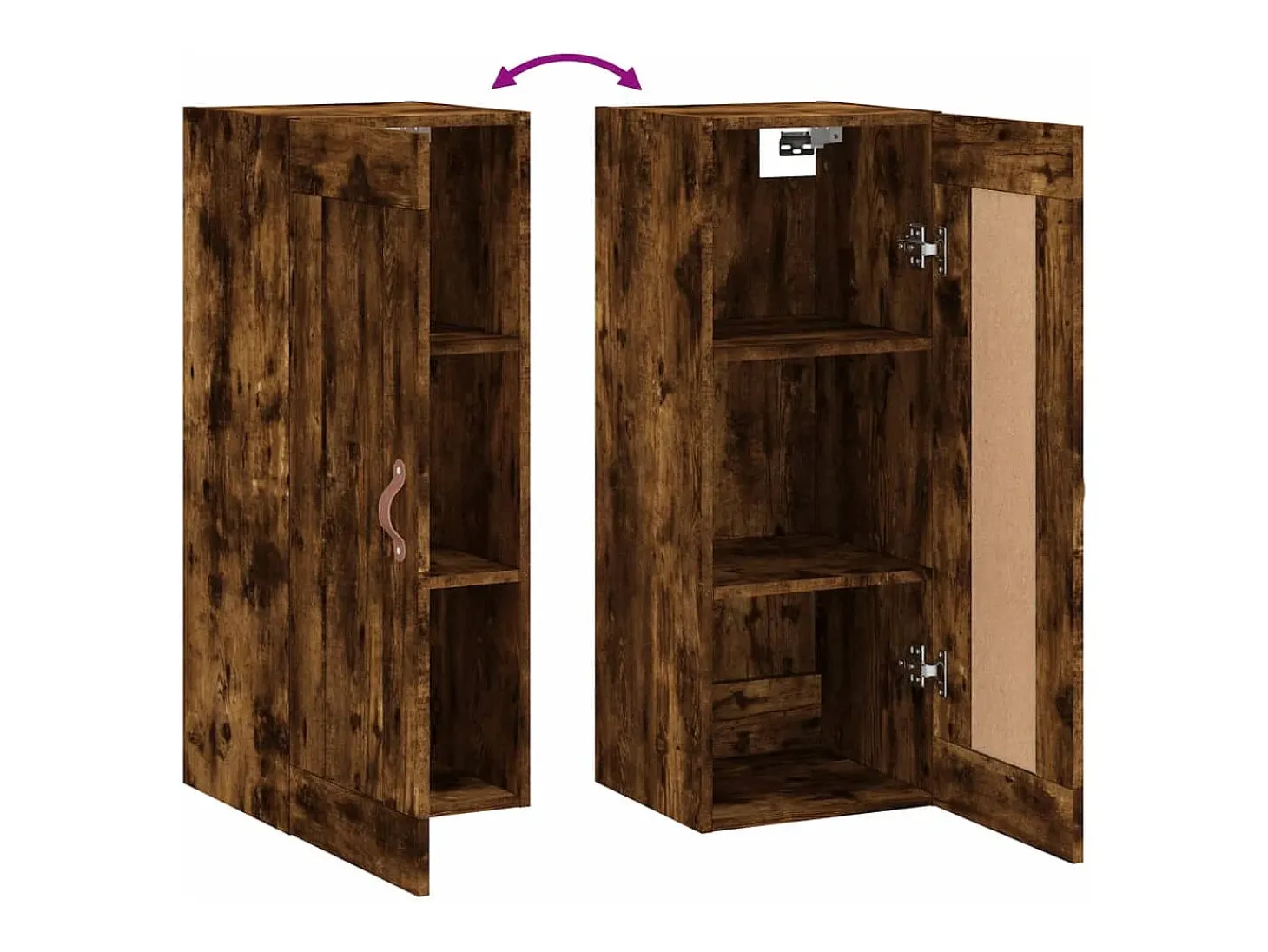 Armario de pared madera ingeniería roble ahumado 34,5x34x90 cm