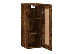 Armario de pared madera ingeniería roble ahumado 34,5x34x90 cm