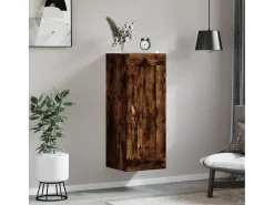 Armario de pared madera ingeniería roble ahumado 34,5x34x90 cm