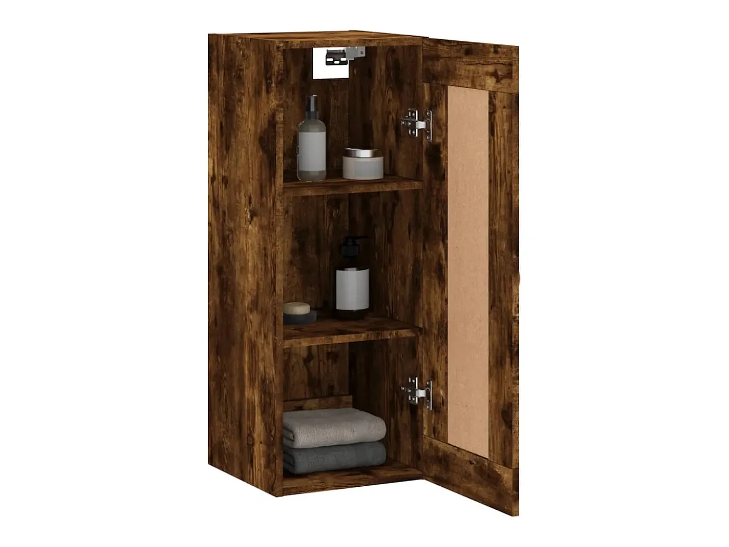 Armario de pared madera ingeniería roble ahumado 34,5x34x90 cm