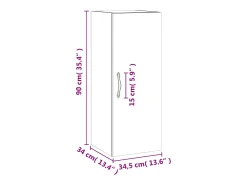 Armario de pared madera ingeniería roble ahumado 34,5x34x90 cm