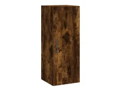 Armario de pared madera ingeniería roble ahumado 34,5x34x90 cm