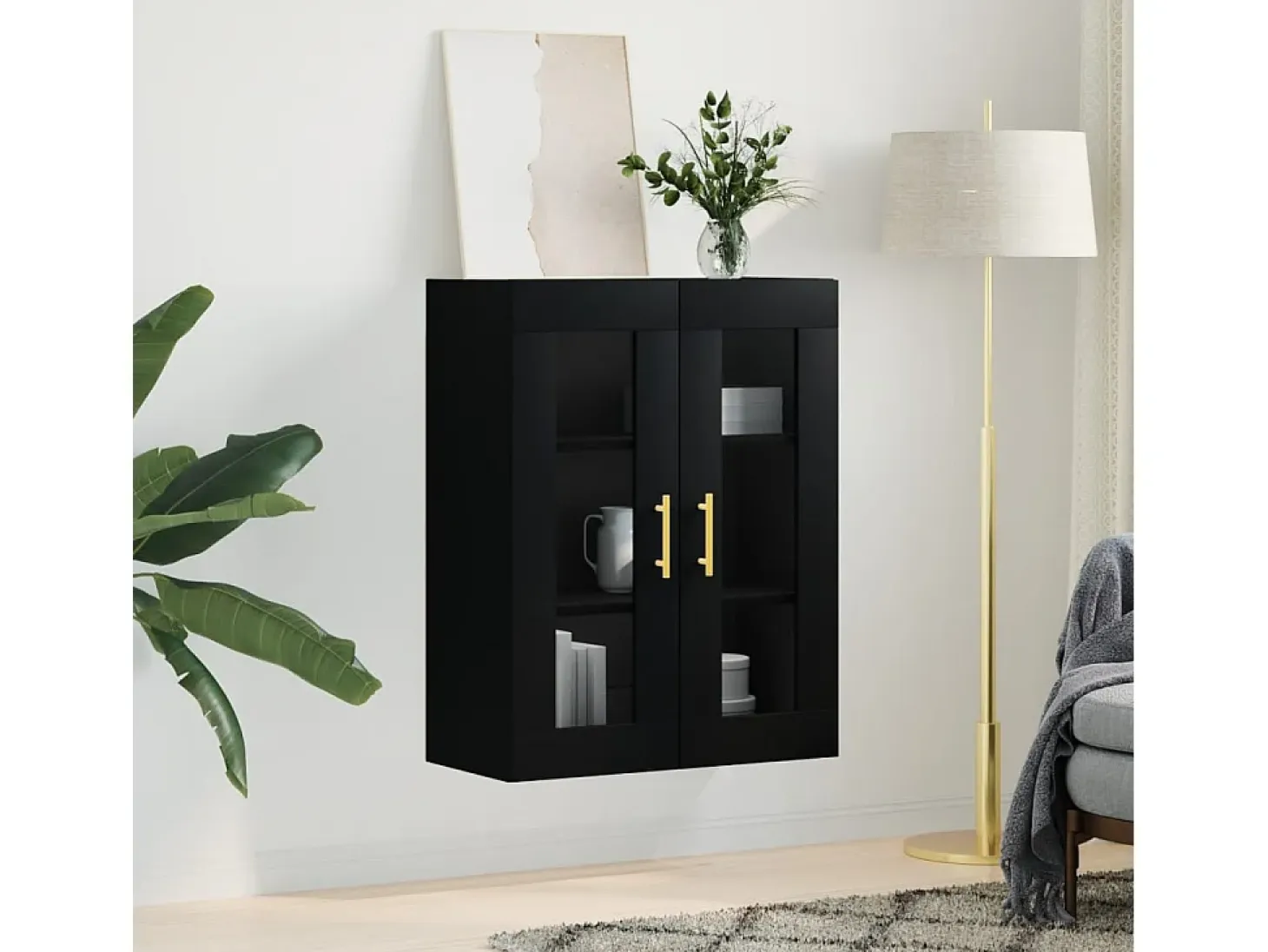 Armario de pared negro 69,5x34x90 cm