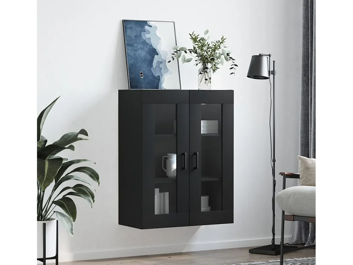 Armario de pared negro 69,5x34x90 cm
