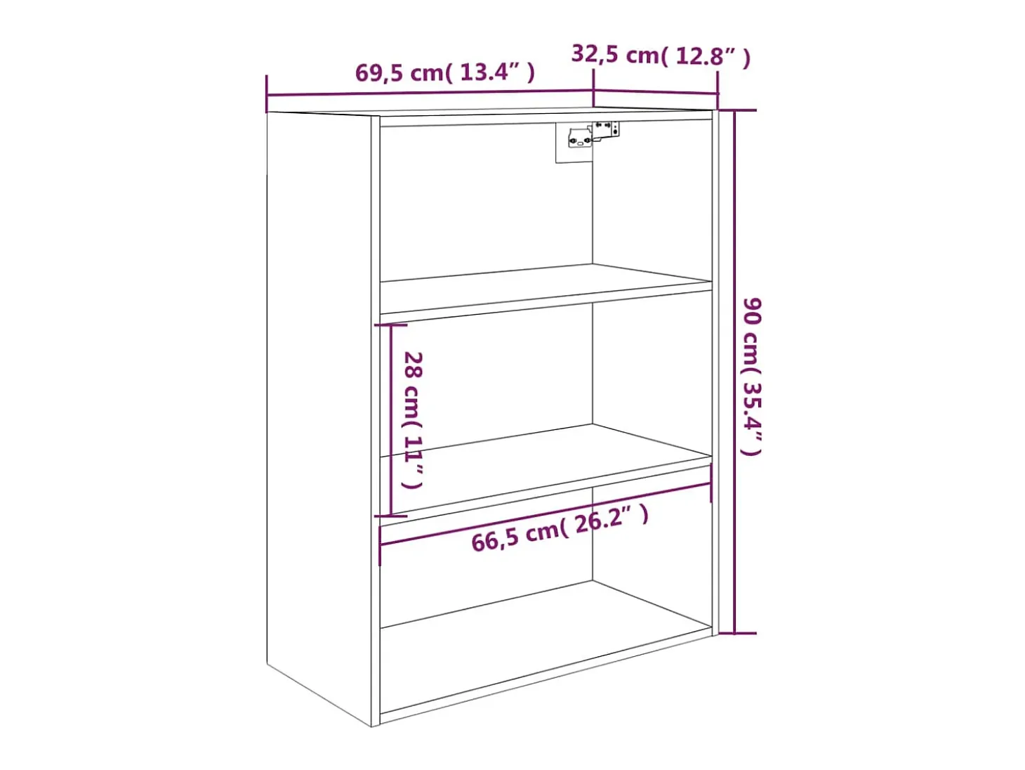 Armario de pared Sonoma gris 69,5x32,5x90 cm