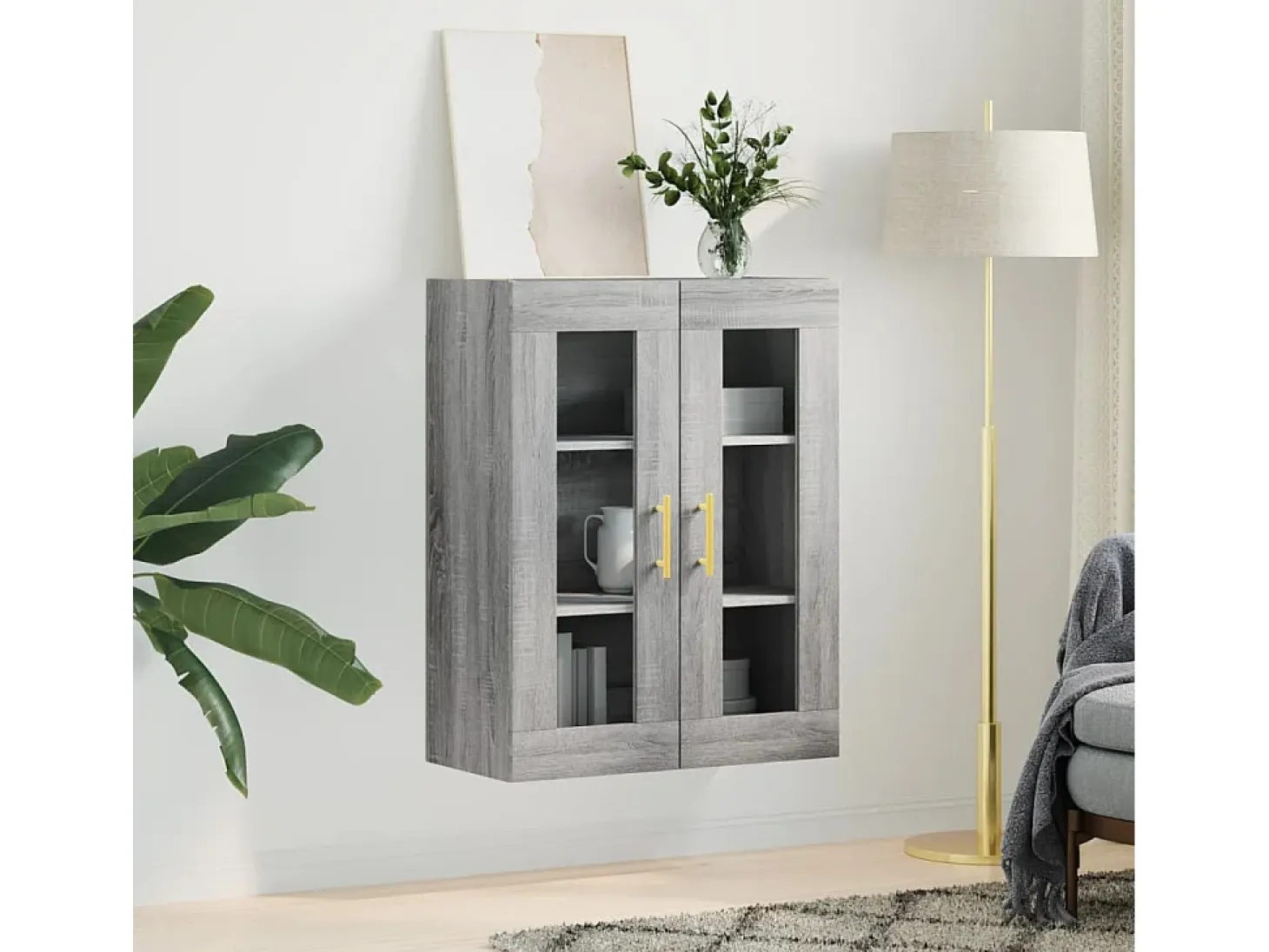 Armario de pared Sonoma gris 69,5x34x90 cm