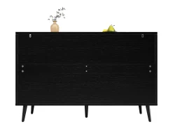 Armario de salle à manger, con puerta en madera esculpida, MDF, negro (120x35x78 cm)