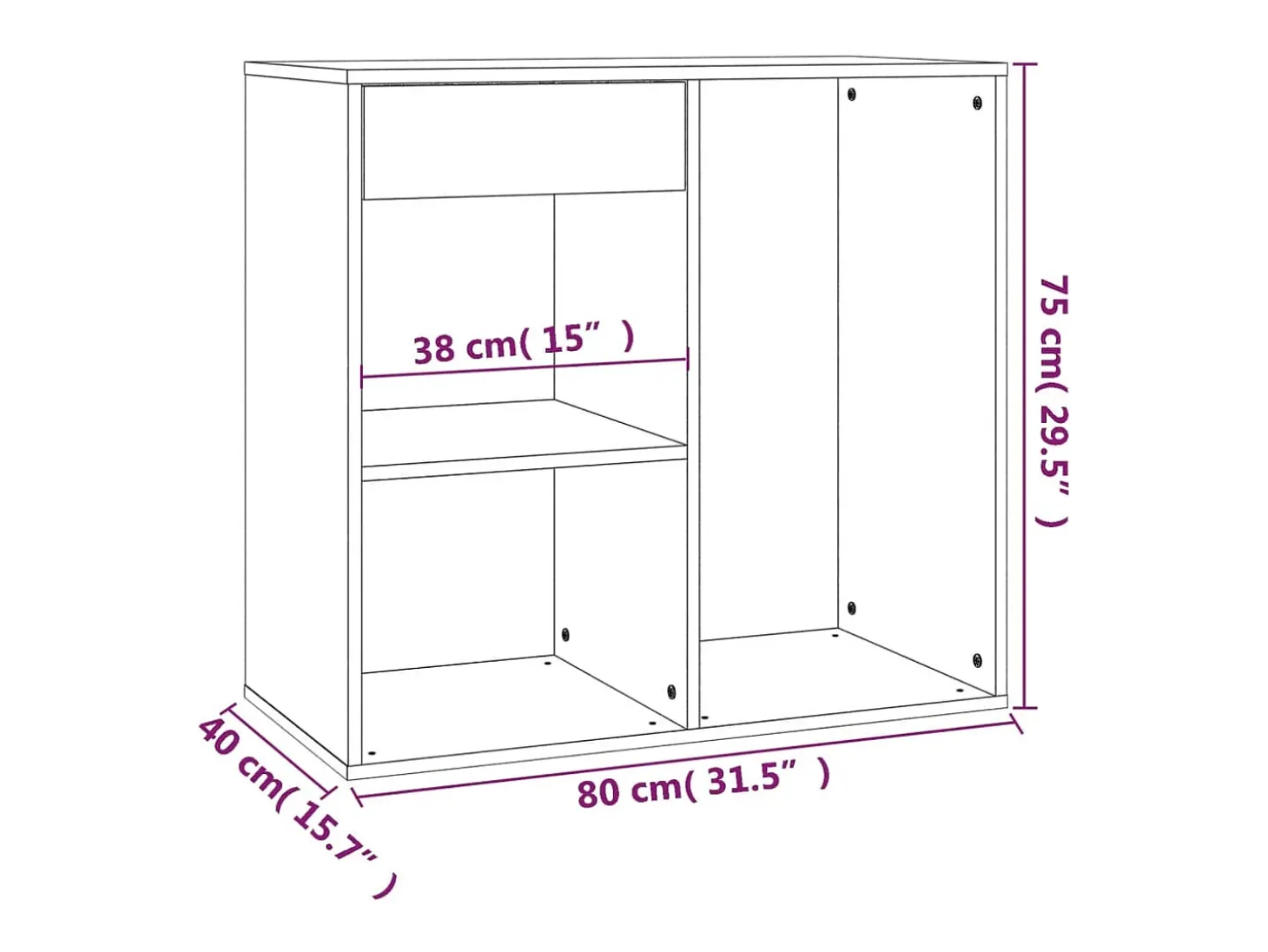 Armario maquillaje madera contrachapada roble Sonoma 80x40x75cm