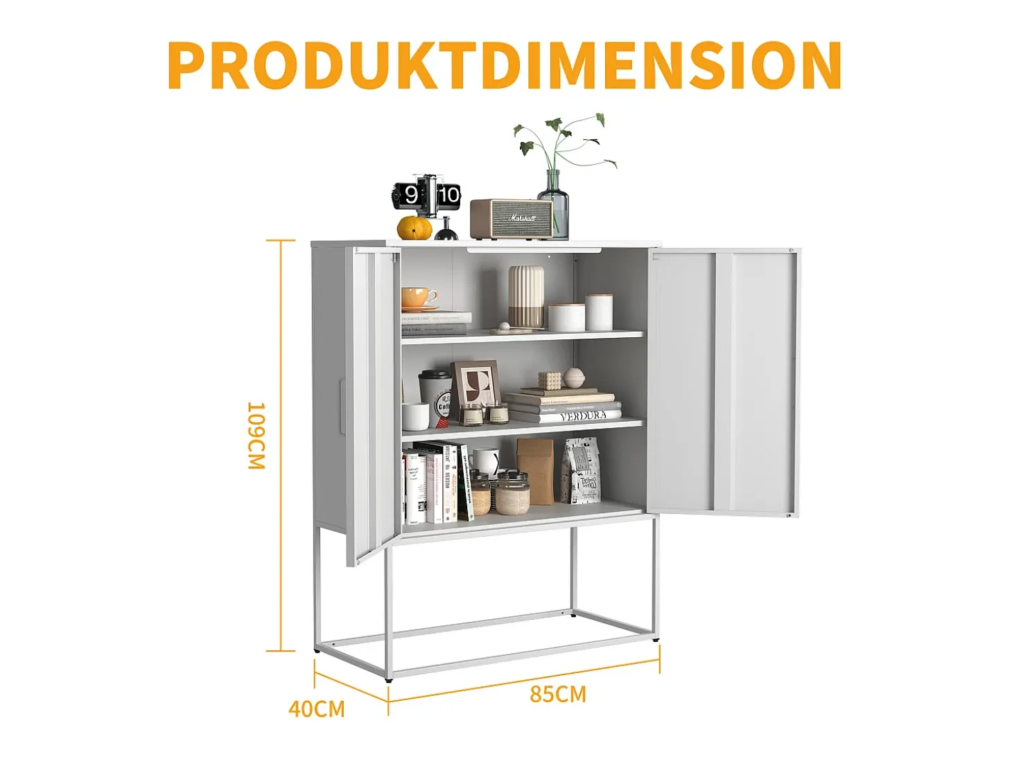 Armario metálico con puertas de cristal magnético, estante regulable, diseño moderno, para cocina, salón y oficina, color negro (80x35x160 cm)