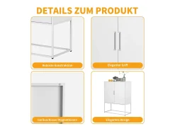 Armario metálico con puertas de cristal magnético, estante regulable, diseño moderno, para cocina, salón y oficina, color negro (80x35x160 cm)