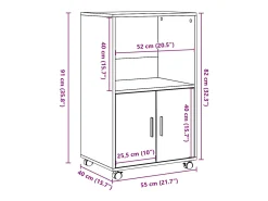 Armario rodante blanco 55x40x91 cm madera de ingeniería