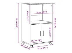 Armario rodante de madera antigua 55x40x91 cm madera de ingeniería