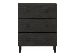 Armarios auxiliares 2 piezas madera maciza mango negro 60x33x75cm