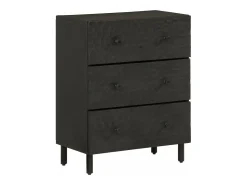 Armarios auxiliares 2 piezas madera maciza mango negro 60x33x75cm