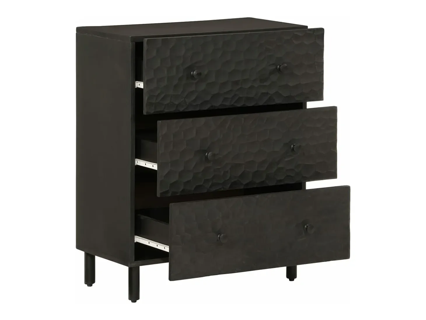 Armarios auxiliares 2 piezas madera maciza mango negro 60x33x75cm