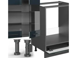 Armarios de cocina azul oscuro alto brillo/antracita 355x46x81.6 fame-line