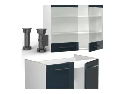 Armarios de cocina azul oscuro alto brillo/blanco 200x46x81.6 fame-line