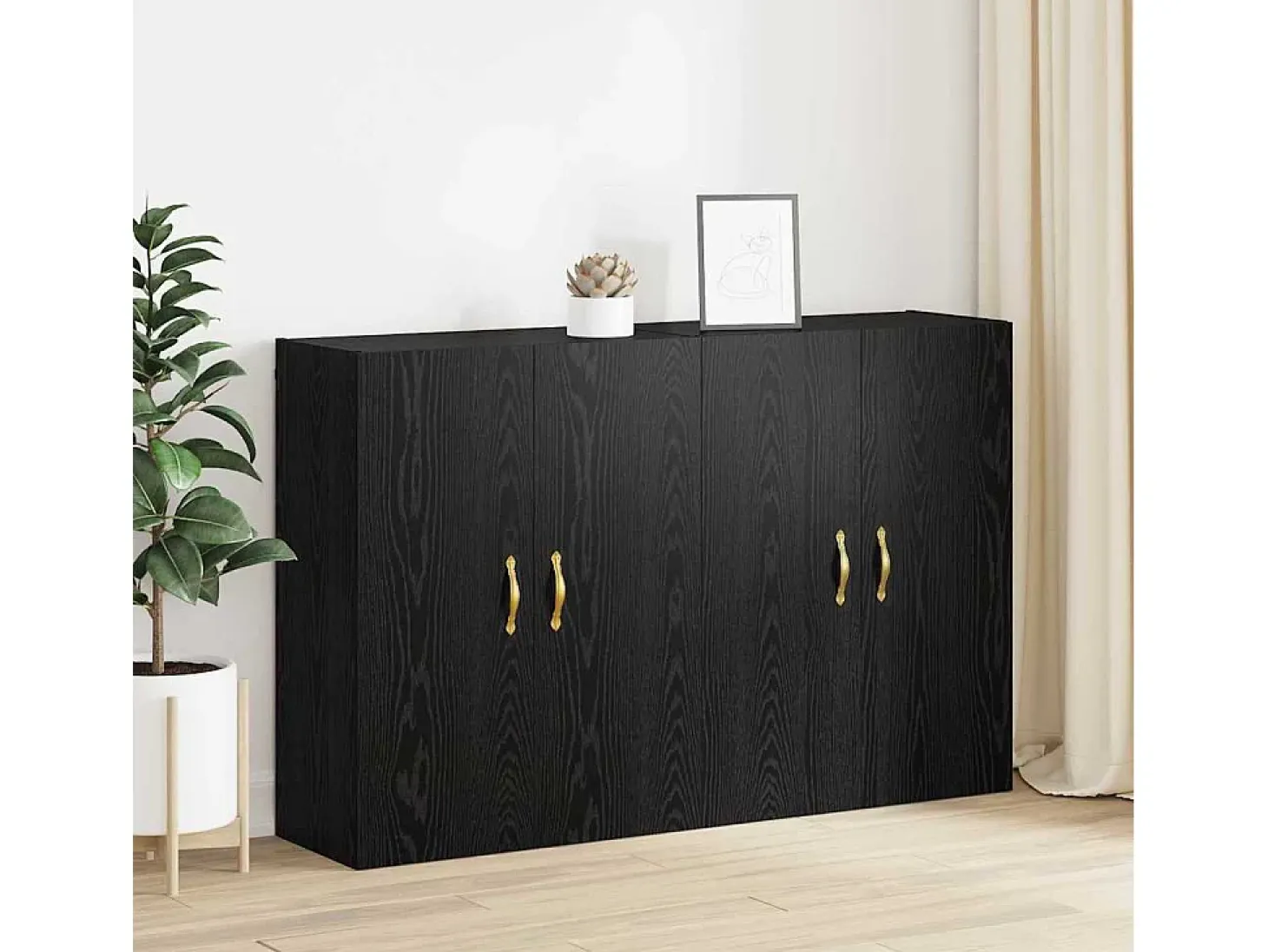 Armarios de pared 2 piezas Roble Negro 69,5 x 34 x 90 cm