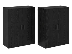 Armarios de pared 2 piezas Roble Negro 69,5 x 34 x 90 cm