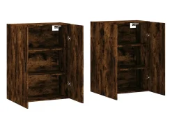 Armarios de pared 2 piezas roble ahumado 69,5x34x90 cm