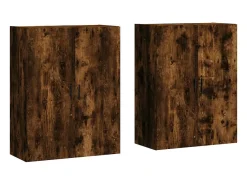 Armarios de pared 2 piezas roble ahumado 69,5x34x90 cm