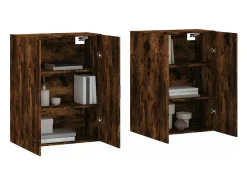 Armarios de pared 2 piezas roble ahumado 69,5x34x90 cm