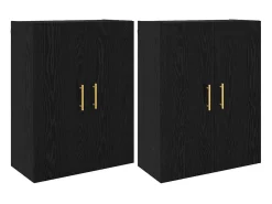 Armarios de pared 2 piezas Roble Negro 69,5 x 34 x 90 cm