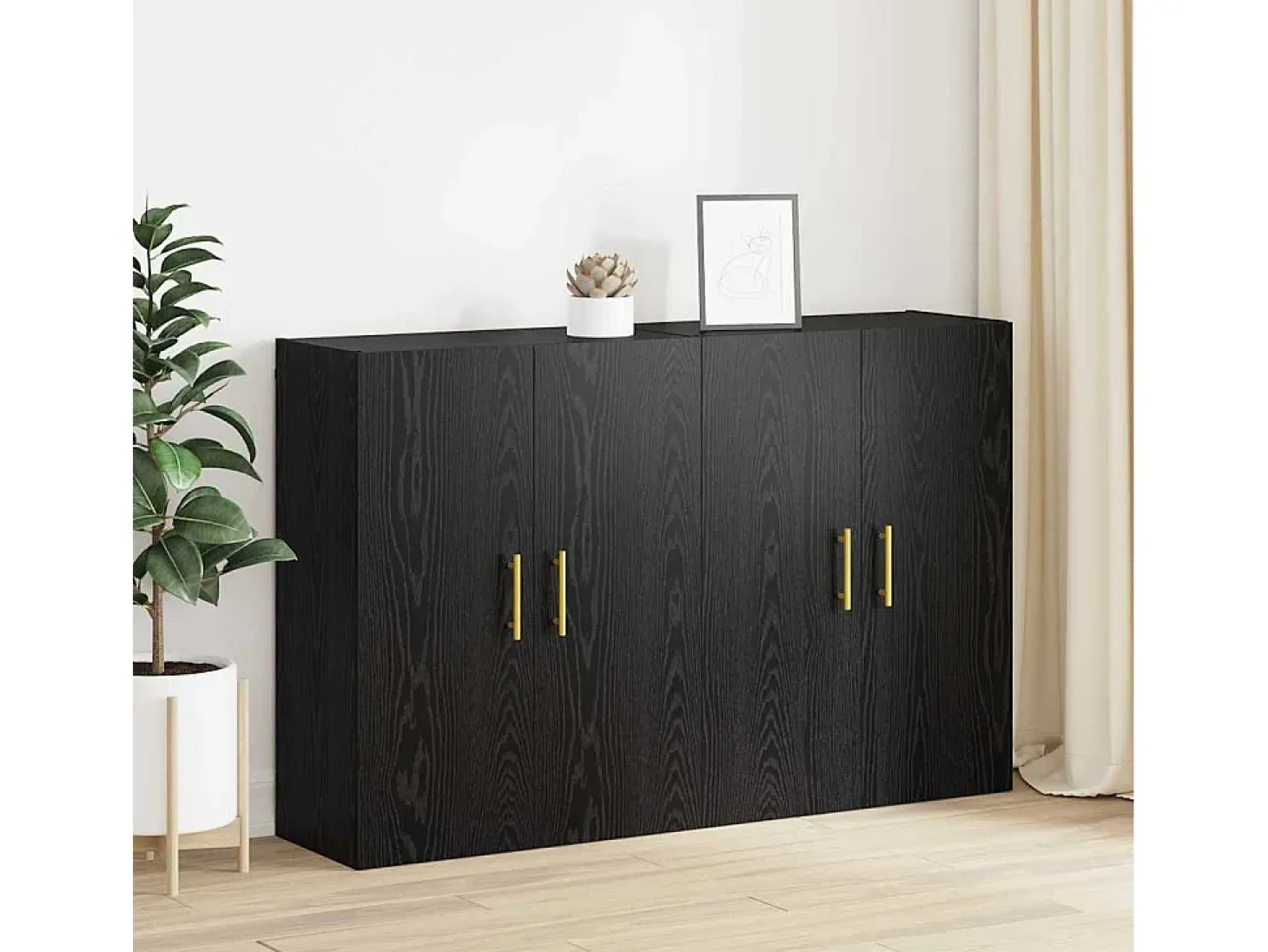 Armarios de pared 2 piezas Roble Negro 69,5 x 34 x 90 cm