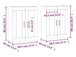 Armarios de pared 2 uds madera de ingeniería marrón roble