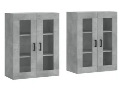 Armarios de pared 2 uds madera de ingeniería gris hormigón
