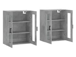 Armarios de pared 2 uds madera de ingeniería gris hormigón