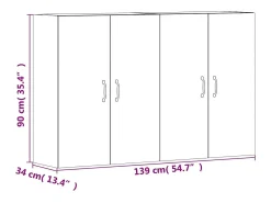 Armarios de pared 2 uds madera de ingeniería roble ahumado