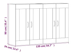 Armarios de pared 2 uds madera de ingeniería gris hormigón