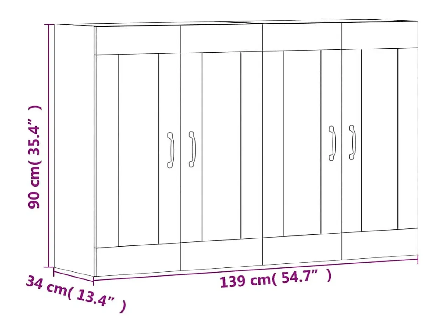 Armarios de pared 2 uds madera de ingeniería gris hormigón