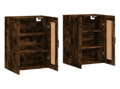 Armarios de pared de 2 piezas, roble ahumado, madera de ingeniería