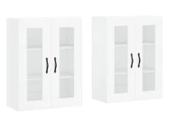 Armarios de pared de 2 piezas, madera de ingeniería blanca