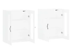Armarios de pared de 2 piezas, madera de ingeniería blanca