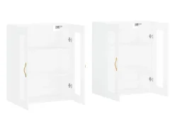 Armarios de pared de 2 piezas, madera de ingeniería blanca